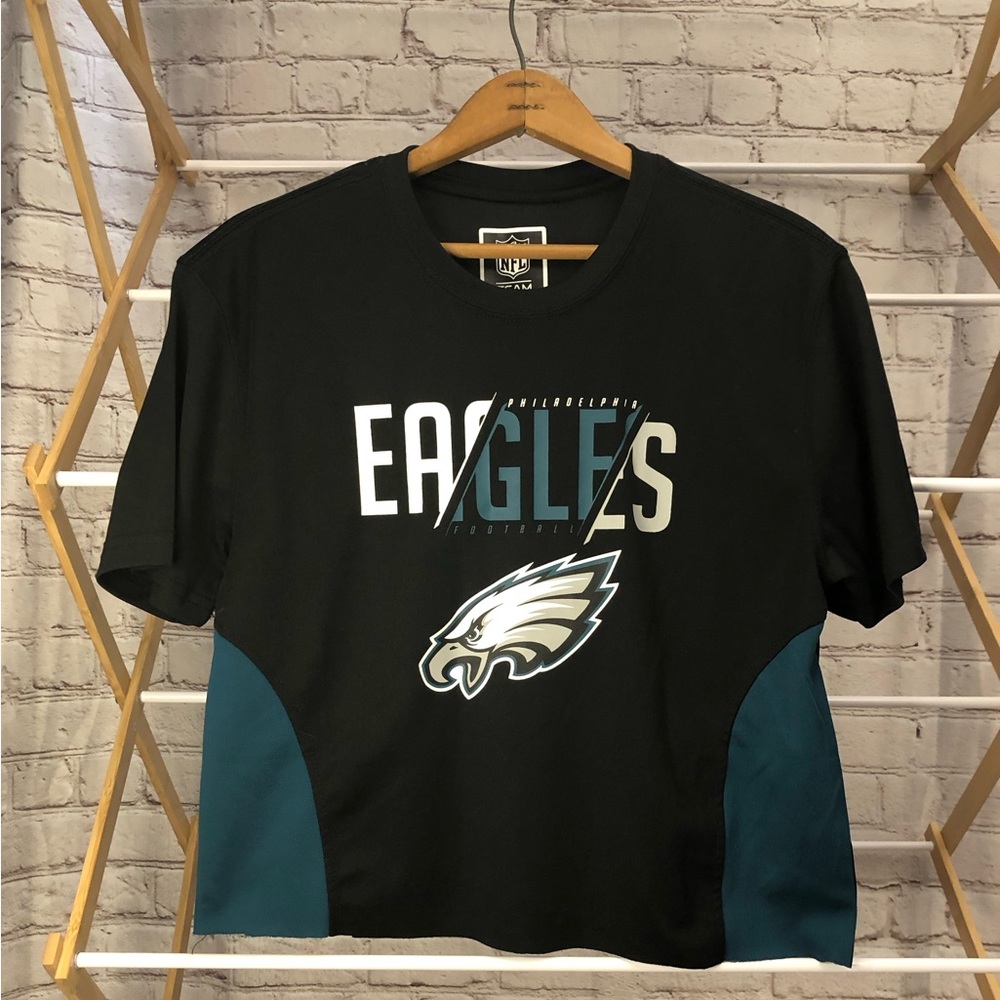 NFL Women's Black and Teal Eagles T-Shirt